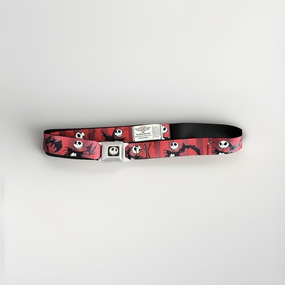Buckle Down Jack Skellington Seatbelt Belt Disney Nightmare Before Christmas Red